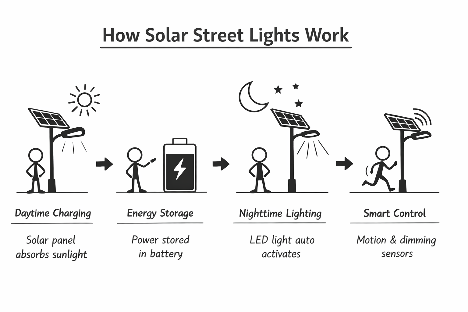 how solar street lights work